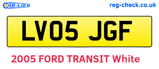 LV05JGF are the vehicle registration plates.