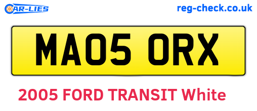 MA05ORX are the vehicle registration plates.