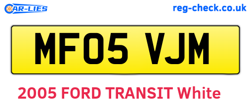 MF05VJM are the vehicle registration plates.
