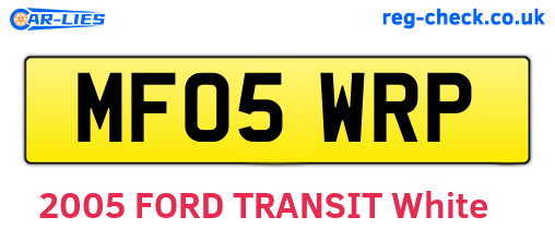 MF05WRP are the vehicle registration plates.