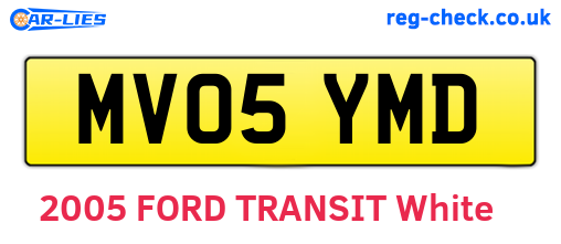 MV05YMD are the vehicle registration plates.