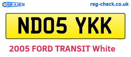 ND05YKK are the vehicle registration plates.