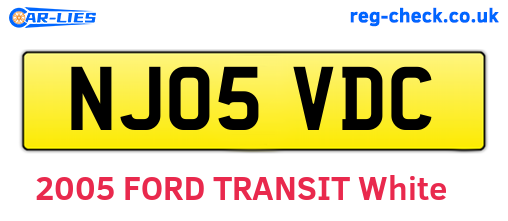 NJ05VDC are the vehicle registration plates.