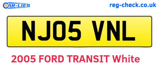 NJ05VNL are the vehicle registration plates.