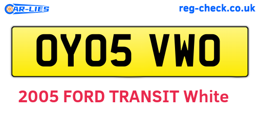 OY05VWO are the vehicle registration plates.