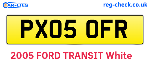 PX05OFR are the vehicle registration plates.