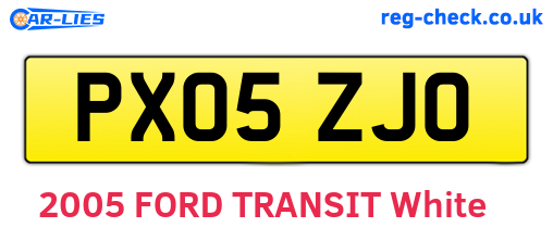 PX05ZJO are the vehicle registration plates.