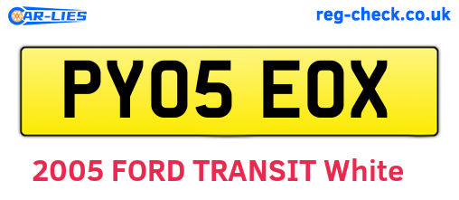 PY05EOX are the vehicle registration plates.