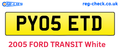 PY05ETD are the vehicle registration plates.