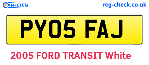 PY05FAJ are the vehicle registration plates.