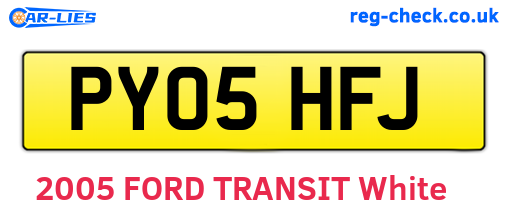 PY05HFJ are the vehicle registration plates.