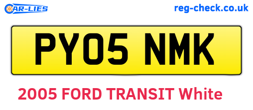PY05NMK are the vehicle registration plates.