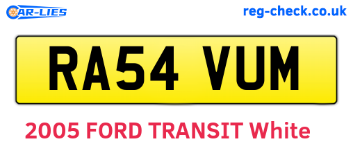 RA54VUM are the vehicle registration plates.