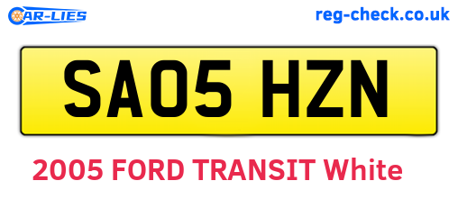 SA05HZN are the vehicle registration plates.