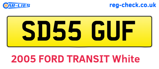 SD55GUF are the vehicle registration plates.