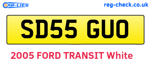 SD55GUO are the vehicle registration plates.