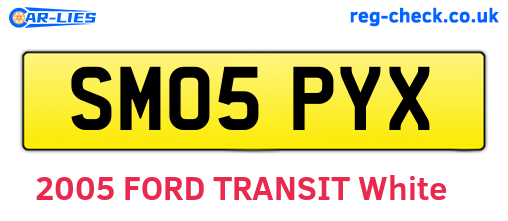 SM05PYX are the vehicle registration plates.