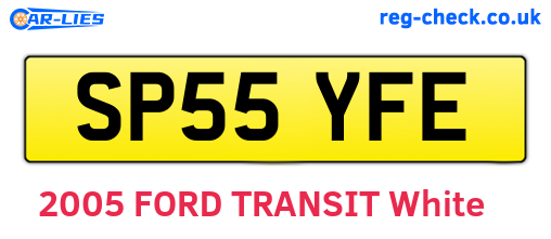 SP55YFE are the vehicle registration plates.