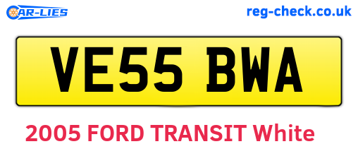 VE55BWA are the vehicle registration plates.