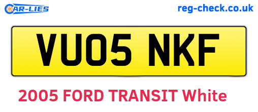 VU05NKF are the vehicle registration plates.