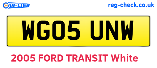 WG05UNW are the vehicle registration plates.