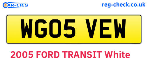 WG05VEW are the vehicle registration plates.