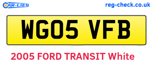 WG05VFB are the vehicle registration plates.