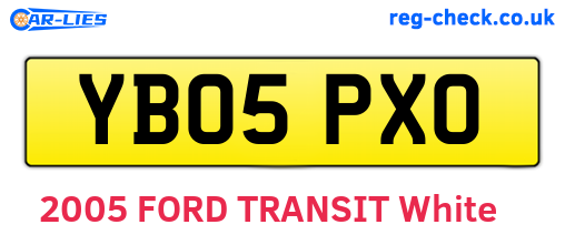 YB05PXO are the vehicle registration plates.