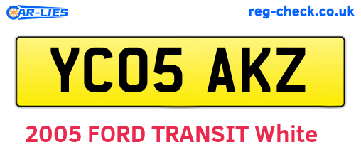 YC05AKZ are the vehicle registration plates.