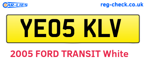 YE05KLV are the vehicle registration plates.