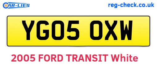YG05OXW are the vehicle registration plates.