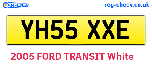 YH55XXE are the vehicle registration plates.