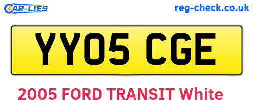 YY05CGE are the vehicle registration plates.