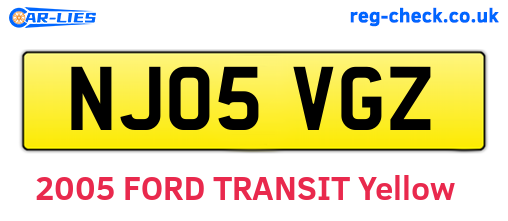 NJ05VGZ are the vehicle registration plates.