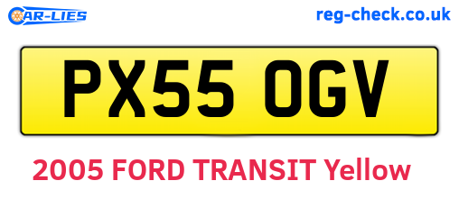 PX55OGV are the vehicle registration plates.