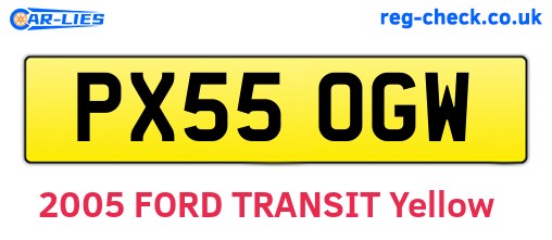 PX55OGW are the vehicle registration plates.