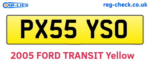 PX55YSO are the vehicle registration plates.