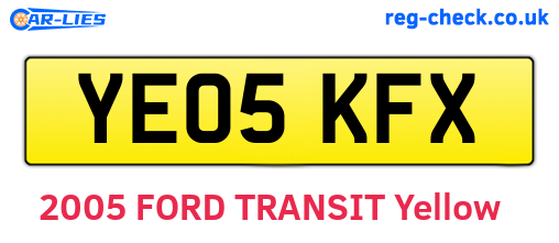 YE05KFX are the vehicle registration plates.