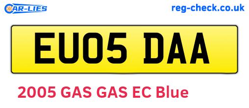 EU05DAA are the vehicle registration plates.