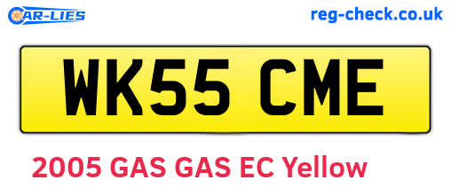 WK55CME are the vehicle registration plates.