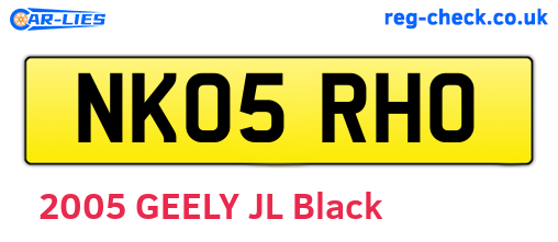 NK05RHO are the vehicle registration plates.