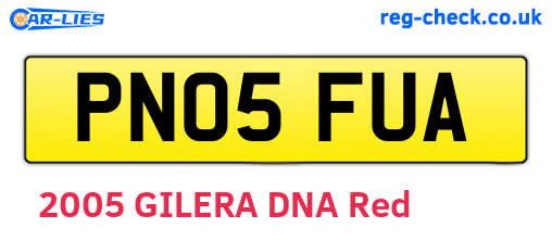 PN05FUA are the vehicle registration plates.