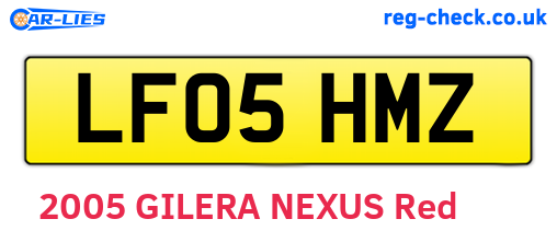 LF05HMZ are the vehicle registration plates.