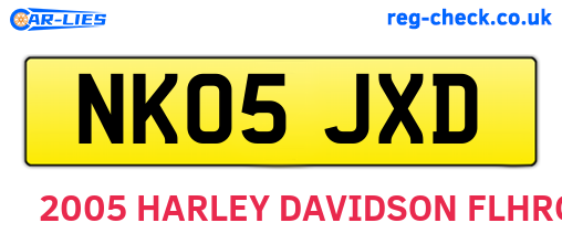 NK05JXD are the vehicle registration plates.