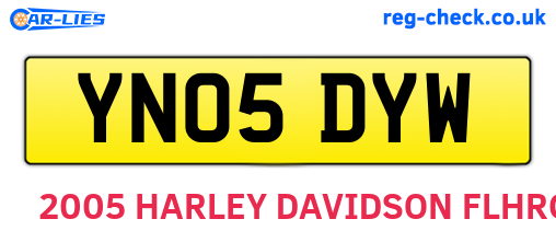 YN05DYW are the vehicle registration plates.