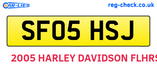 SF05HSJ are the vehicle registration plates.