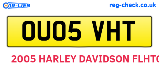 OU05VHT are the vehicle registration plates.