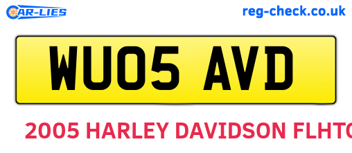 WU05AVD are the vehicle registration plates.