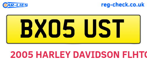 BX05UST are the vehicle registration plates.