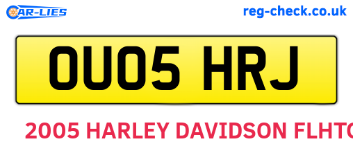 OU05HRJ are the vehicle registration plates.